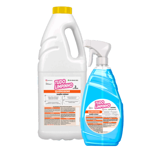 COMBO SABÃO SPRAY DE QUEROSENE 2L + 500ML C/ VÁLVULA
