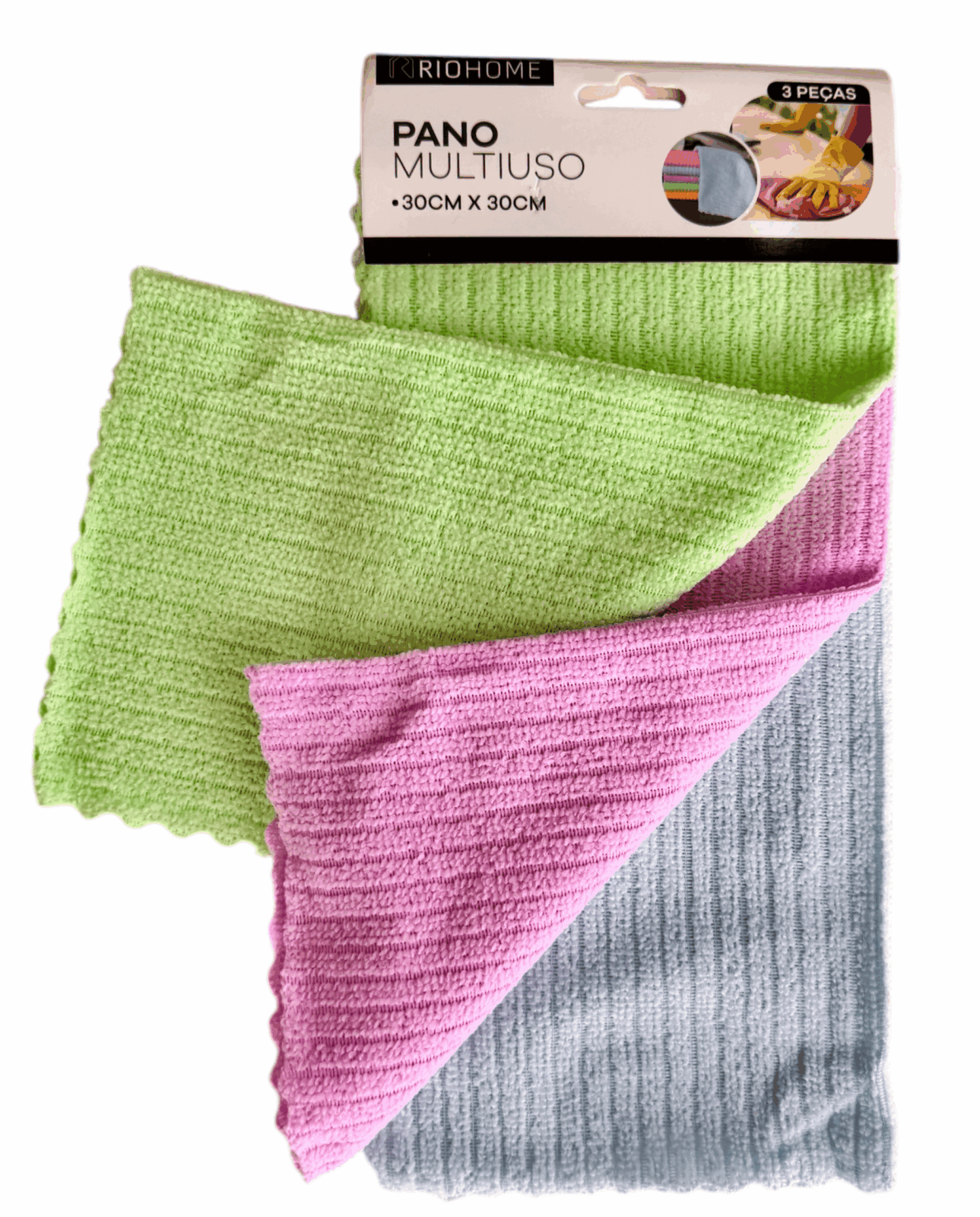 KIT PANO MICROFIBRA MULTIUSO C/ 3 PEÇAS 30X30 RIO HOME