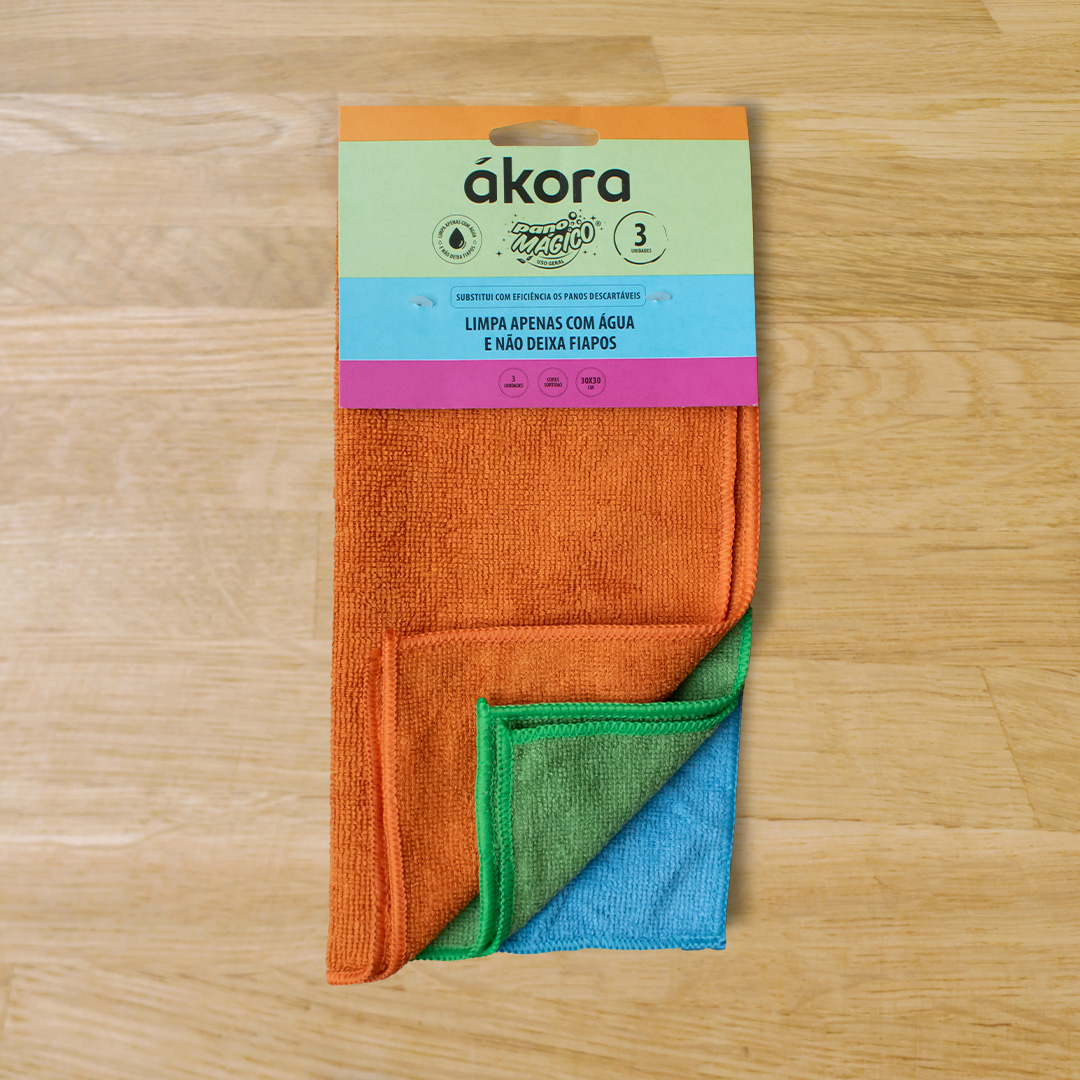 Pano Mágico Uso Geral (3 unidades/Cores Sortidas) 30x30cm Ákora - Imagem 2