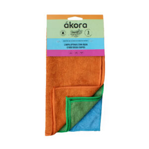 Pano Mágico Uso Geral (3 unidades/Cores Sortidas) 30x30cm Ákora