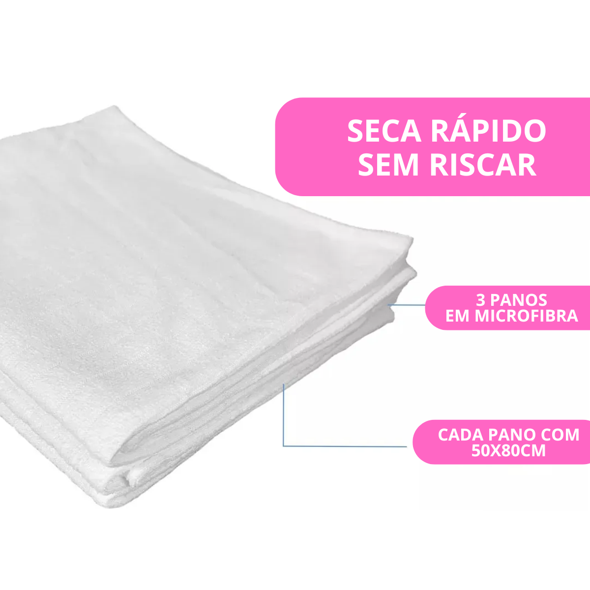 KIT PANO MICROFIBRA 3UN 80CMX50CM CELESTE BRANCO - Imagem 2