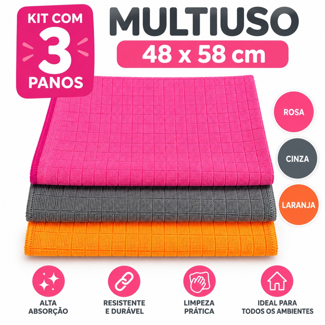 KIT COM 3 PANOS MICROFIBRA 48X58CM - Imagem 2